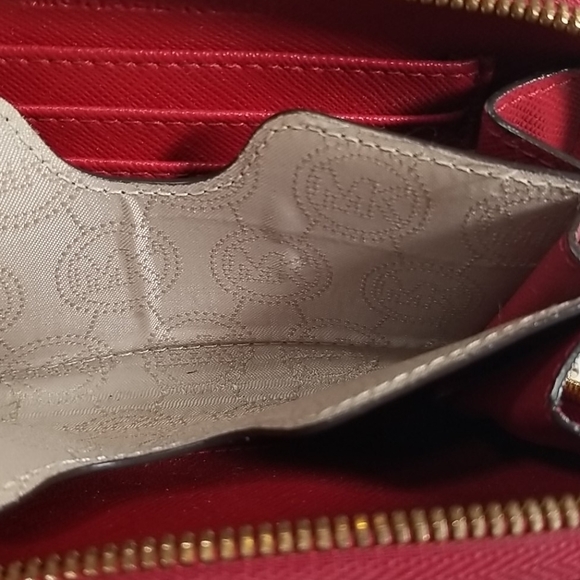 Michael Kors Ostrich Leather Wallet Wristlet Red - Picture 4 of 5